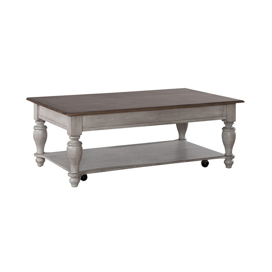 Liberty Furniture - Ocean Isle Rectangular Cocktail Table in Antique White w/ Weathered Pine - 303W-OT1010 veiw 2