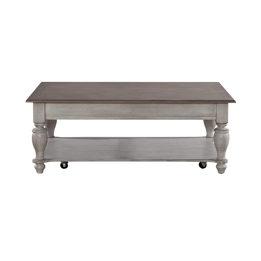 Liberty Furniture - Ocean Isle Rectangular Cocktail Table in Antique White w/ Weathered Pine - 303W-OT1010 veiw 3