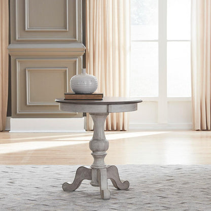 Liberty Furniture - Ocean Isle Round End Table in Antique White w/ Weathered Pine - 303W-OT1022 veiw 1