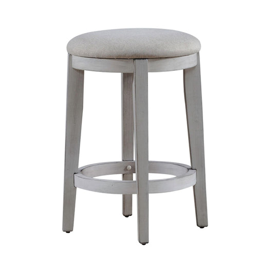 Liberty Furniture - Ocean Isle Uph Console Stool in Antique White w/ Weathered Pine - 303W-OT9001 veiw 1