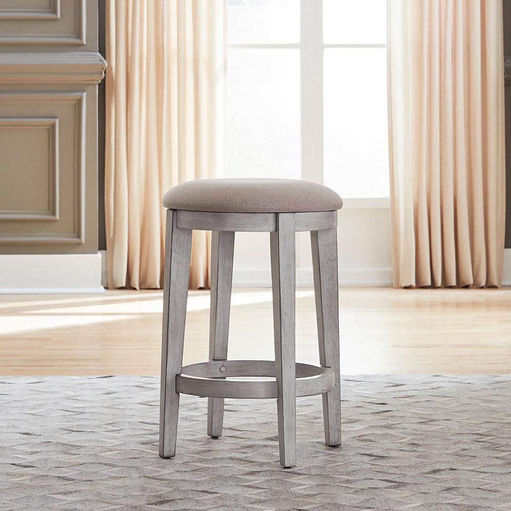 Liberty Furniture - Ocean Isle Uph Console Stool in Antique White w/ Weathered Pine - 303W-OT9001 veiw 4