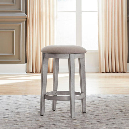 Liberty Furniture - Ocean Isle Uph Console Stool in Antique White w/ Weathered Pine - 303W-OT9001 veiw 4