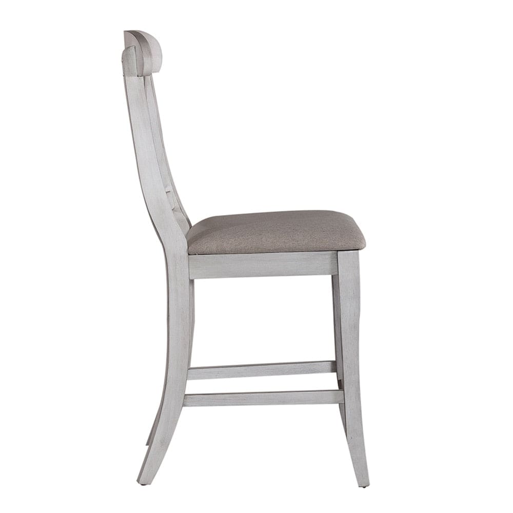 Liberty Furniture - Ocean Isle Uph X Back Counter Chair  in Antique White w/ Weathered Pine - 303W-B300124 veiw 4