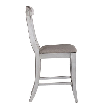 Liberty Furniture - Ocean Isle Uph X Back Counter Chair  in Antique White w/ Weathered Pine - 303W-B300124 veiw 4