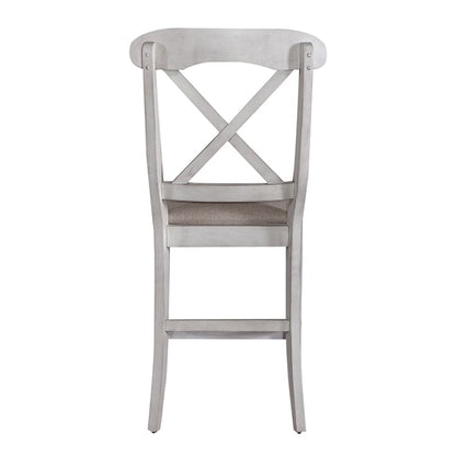 Liberty Furniture - Ocean Isle Uph X Back Counter Chair  in Antique White w/ Weathered Pine - 303W-B300124 veiw 5