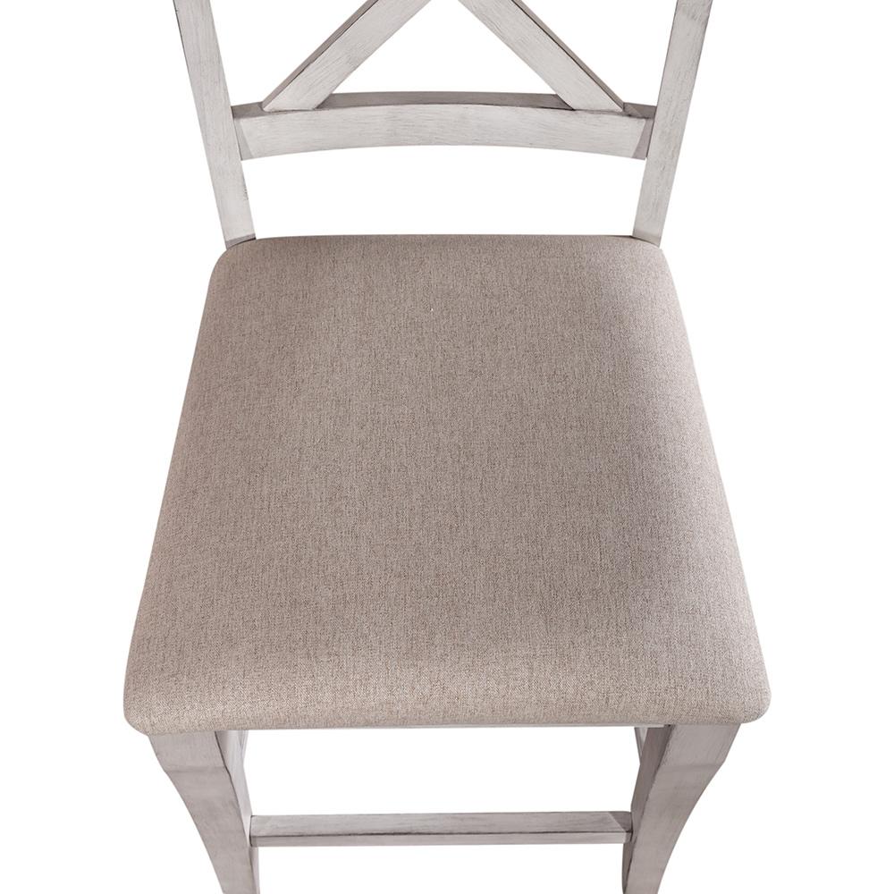 Liberty Furniture - Ocean Isle Uph X Back Counter Chair  in Antique White w/ Weathered Pine - 303W-B300124 veiw 7