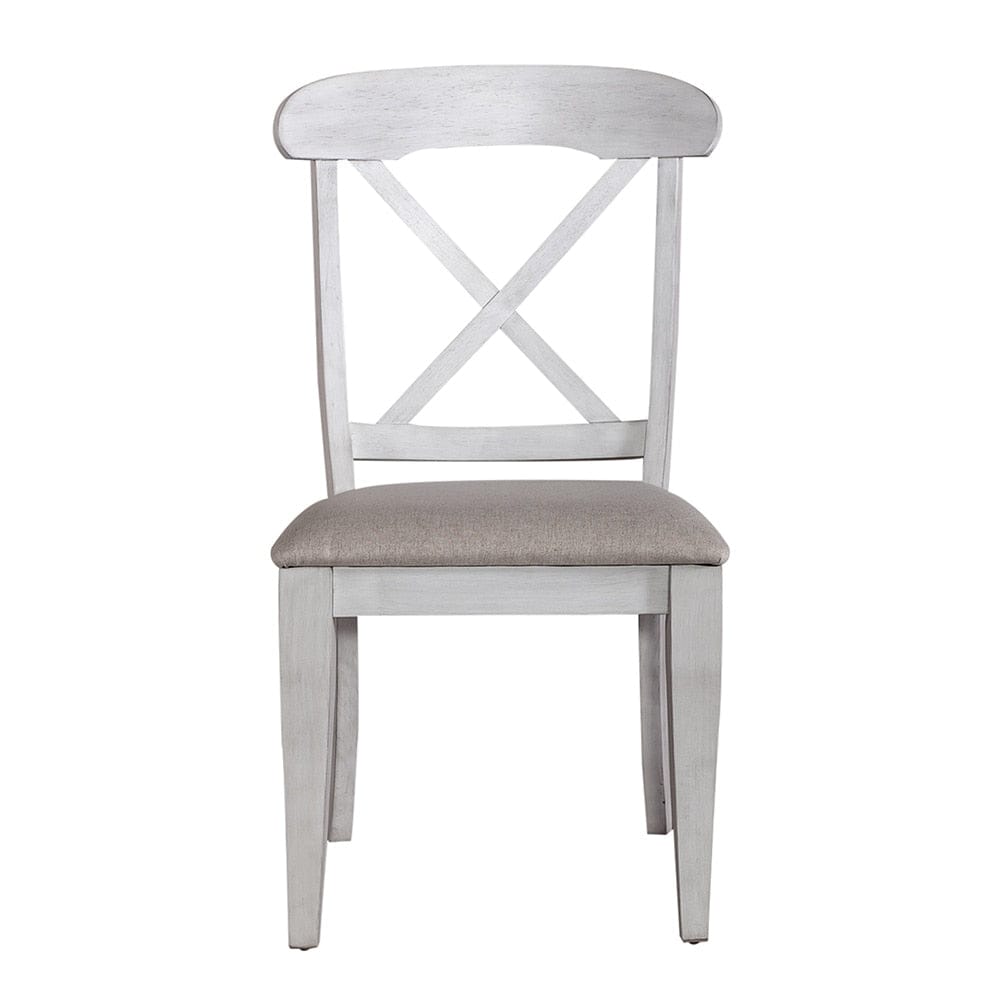 Liberty Furniture - Ocean Isle Uph X Back Side Chair  in Antique White w/ Weathered Pine - 303W-C3001S veiw 3