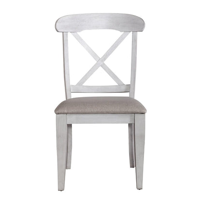 Liberty Furniture - Ocean Isle Uph X Back Side Chair  in Antique White w/ Weathered Pine - 303W-C3001S veiw 3