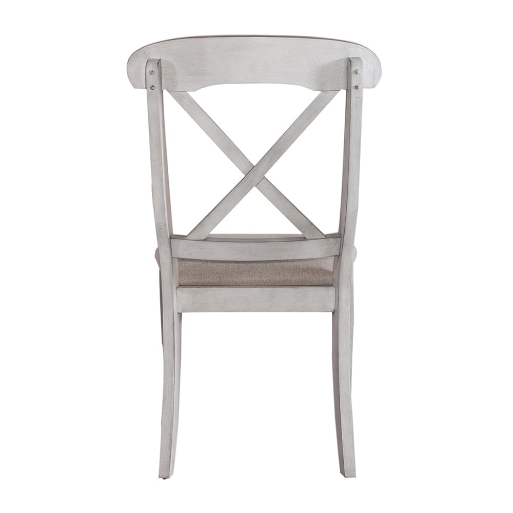 Liberty Furniture - Ocean Isle Uph X Back Side Chair  in Antique White w/ Weathered Pine - 303W-C3001S veiw 5