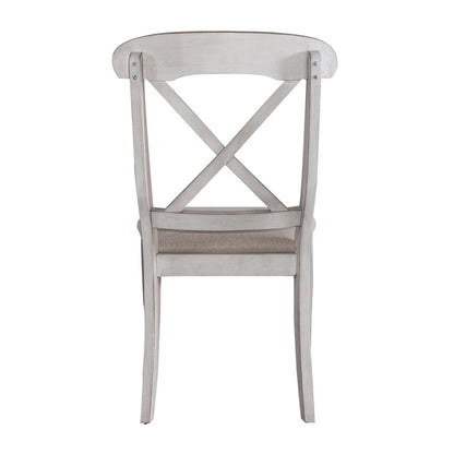 Liberty Furniture - Ocean Isle Uph X Back Side Chair  in Antique White w/ Weathered Pine - 303W-C3001S veiw 5