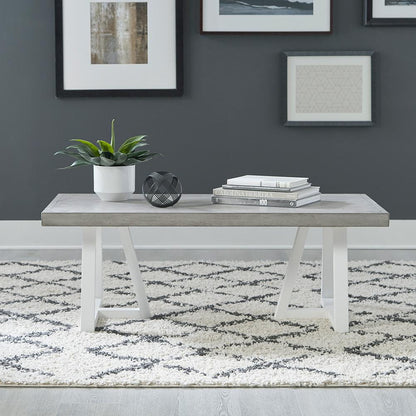 Liberty Furniture - Palmetto Heights Rectangular Cocktail Table in Shell White & Driftwood - 499-OT1011 veiw 1