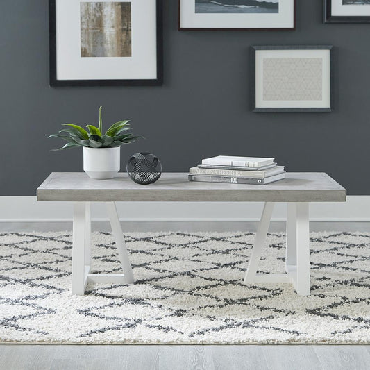 Liberty Furniture - Palmetto Heights Rectangular Cocktail Table in Shell White & Driftwood - 499-OT1011 veiw 1