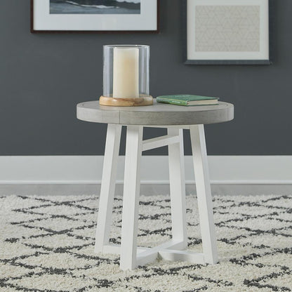 Liberty Furniture - Palmetto Heights Round End Table in Shell White & Driftwood - 499-OT1022 veiw 1