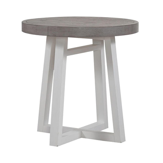 Liberty Furniture - Palmetto Heights Round End Table in Shell White & Driftwood - 499-OT1022 veiw 2