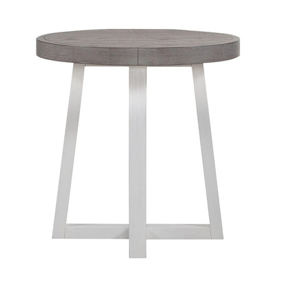 Liberty Furniture - Palmetto Heights Round End Table in Shell White & Driftwood - 499-OT1022 veiw 3