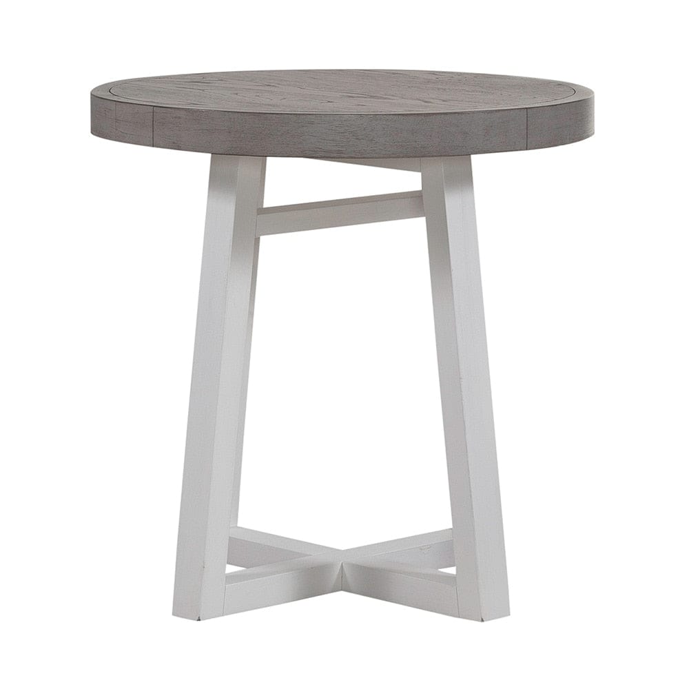 Liberty Furniture - Palmetto Heights Round End Table in Shell White & Driftwood - 499-OT1022 veiw 4