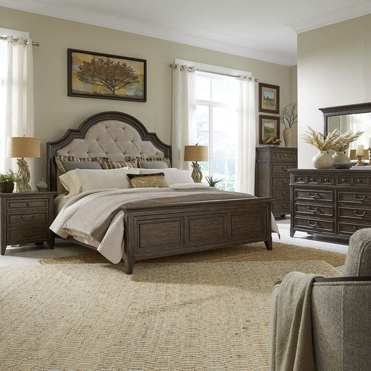 Liberty Furniture - Paradise Valley - King California Uph Bed, Dresser & Mirror, Chest, Night Stand in Brown - 297-BR-CKUBDMCN view 1