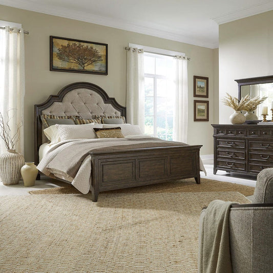 Liberty Furniture - Paradise Valley - King California Uph Bed, Dresser & Mirror in Brown - 297-BR-CKUBDM view 1