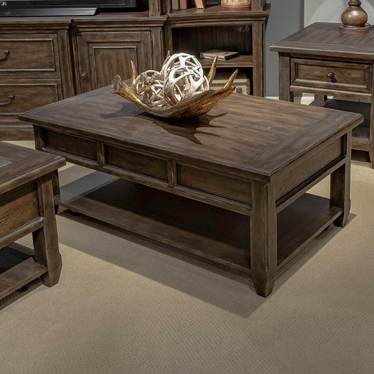 Liberty Furniture - Paradise Valley Lift Top Cocktail Table in Saddle Brown - 297-OT1011 veiw 1