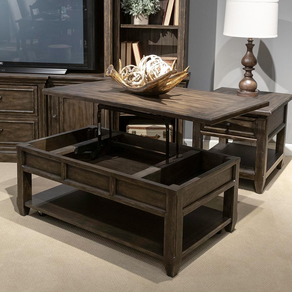 Liberty Furniture - Paradise Valley Lift Top Cocktail Table in Saddle Brown - 297-OT1011 veiw 2