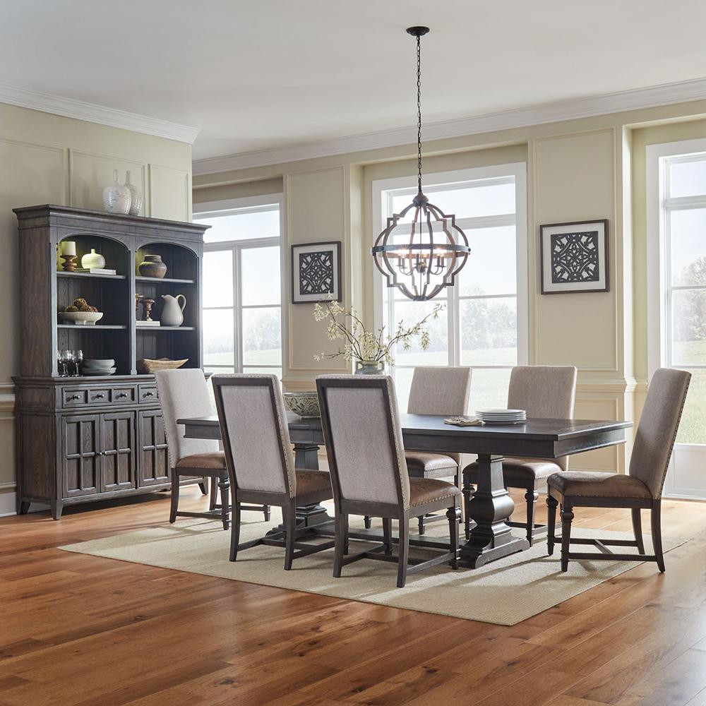 Liberty Furniture - Paradise Valley Opt 7 Piece Trestle Table Set  in Saddle Brown - 297-DR-O7TRS veiw 1