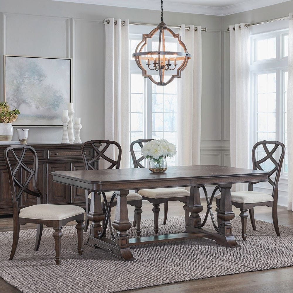 Liberty Furniture - Provence Park - 5 Piece Trestle Table Set in Brown - 765-DR-5TRS view 1