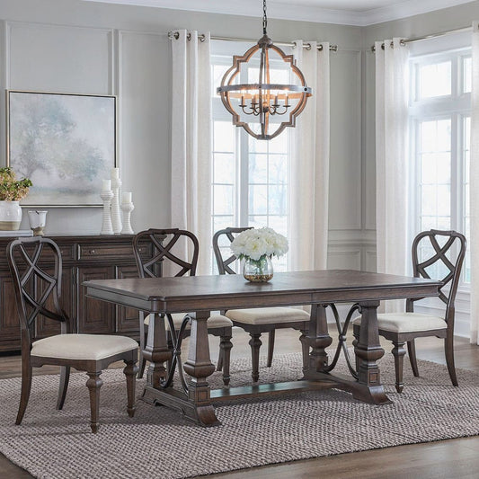 Liberty Furniture - Provence Park - 5 Piece Trestle Table Set in Brown - 765-DR-5TRS view 1