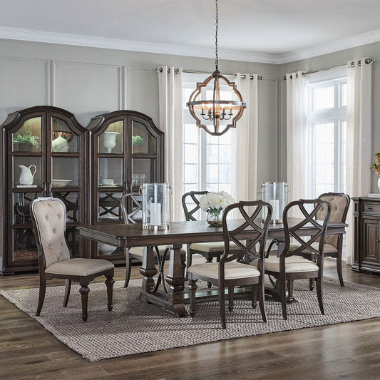 Liberty Furniture - Provence Park - Alt 7 Piece Trestle Table Set in Brown - 765-DR-A7TRS view 1