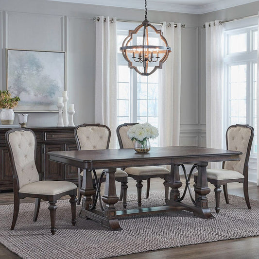 Liberty Furniture - Provence Park - Opt 5 Piece Trestle Table Set in Brown - 765-DR-O5TRS view 1