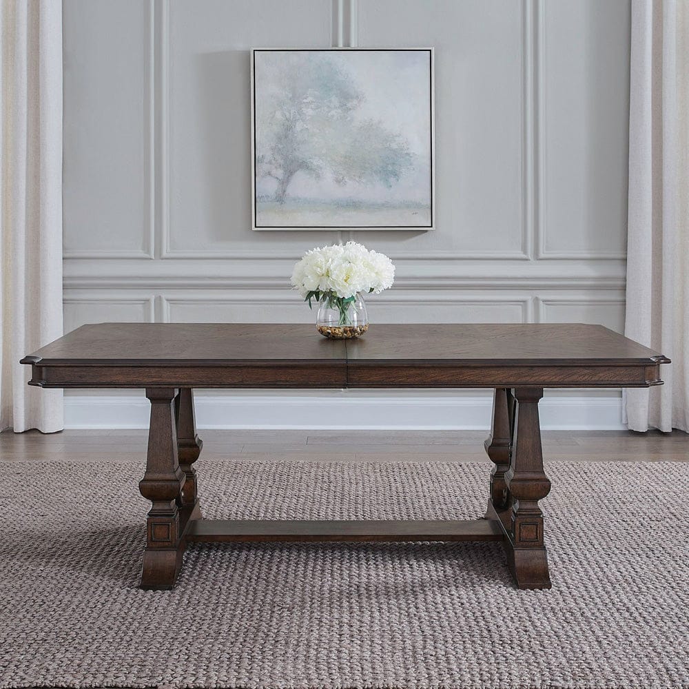 Liberty Furniture - Provence Park - Trestle Table Set in Brown - 765-DR-TRS view 2