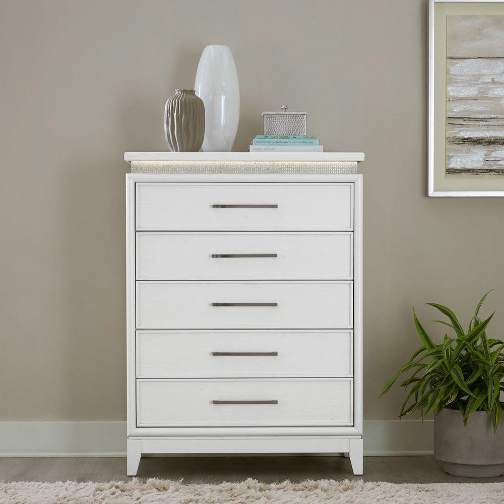 Liberty Furniture - Reflections - 5 Drawer Chest w/ Lights in White - 781-BR41 view 1