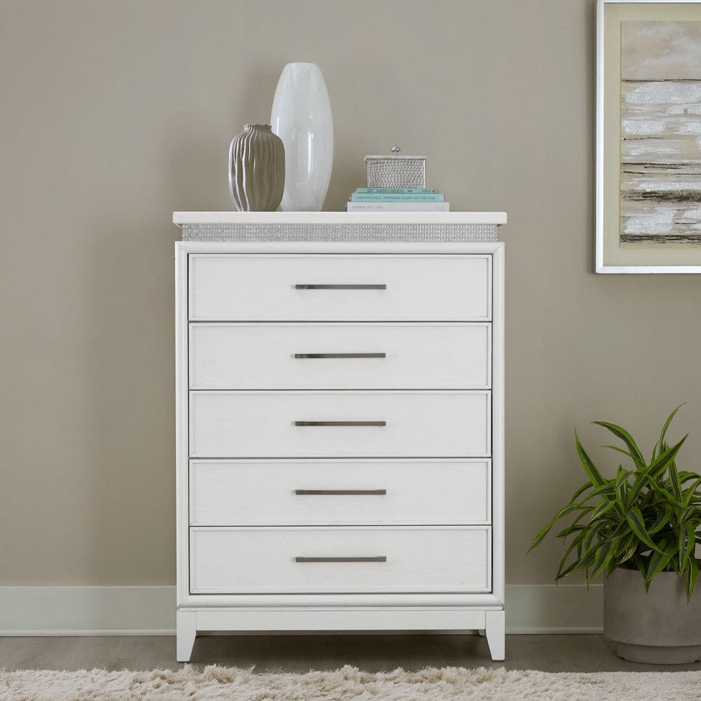 Liberty Furniture - Reflections - 5 Drawer Chest w/ Lights in White - 781-BR41 view 2