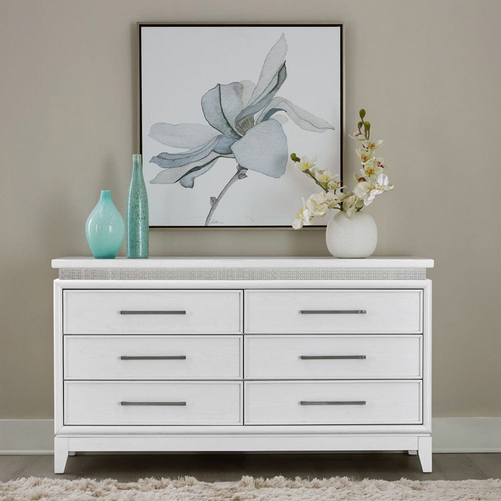 Liberty Furniture - Reflections - 6 Drawer Dresser w/ Lights in White - 781-BR31 view 2