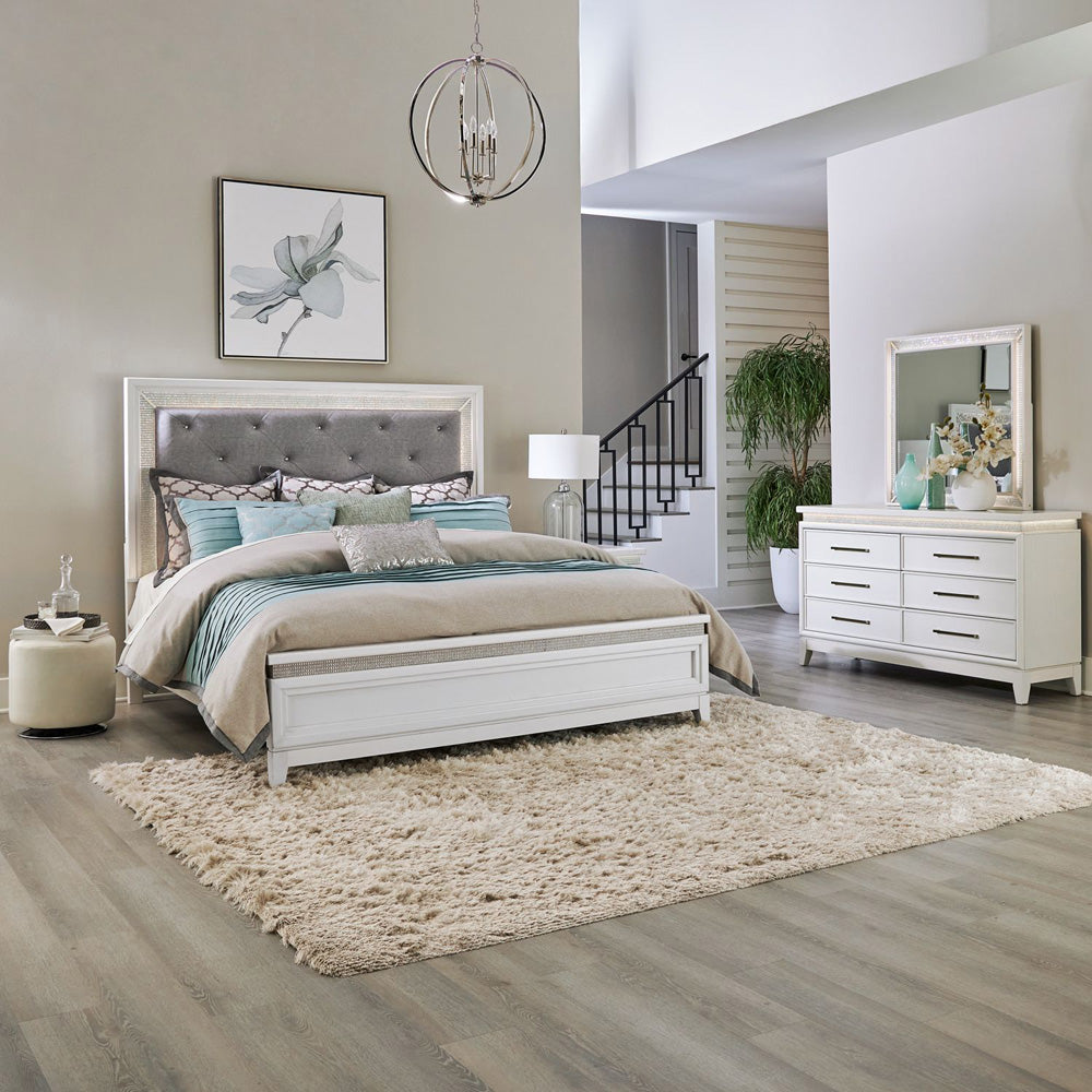 Liberty Furniture - Reflections King California Uph Bed, Dresser & Mirror - 781-BR-CKUBDM view 1