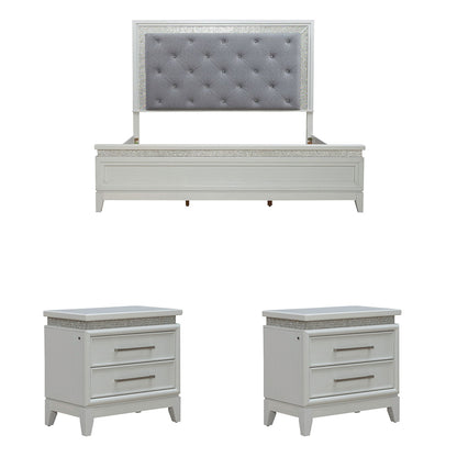 Liberty Furniture - Reflections King Uph Bed, 2 Night Stands - 781-BR-KUB2NS view 1