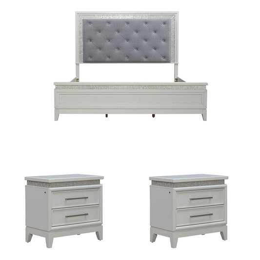Liberty Furniture - Reflections King Uph Bed, 2 Night Stands - 781-BR-KUB2NS view 1