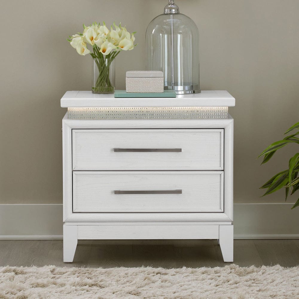 Liberty Furniture - Reflections - Nightstand w/ Lights and Charging Station in White - 781-BR61 view 1