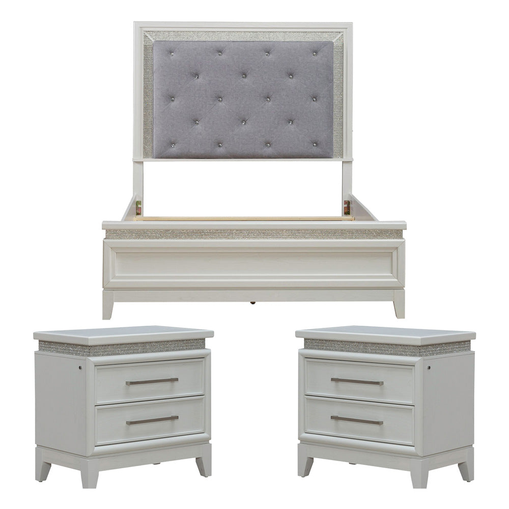 Liberty Furniture - Reflections Queen Uph Bed, 2 Night Stands - 781-BR-QUB2NS view 1