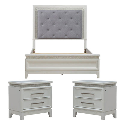 Liberty Furniture - Reflections Queen Uph Bed, 2 Night Stands - 781-BR-QUB2NS view 1