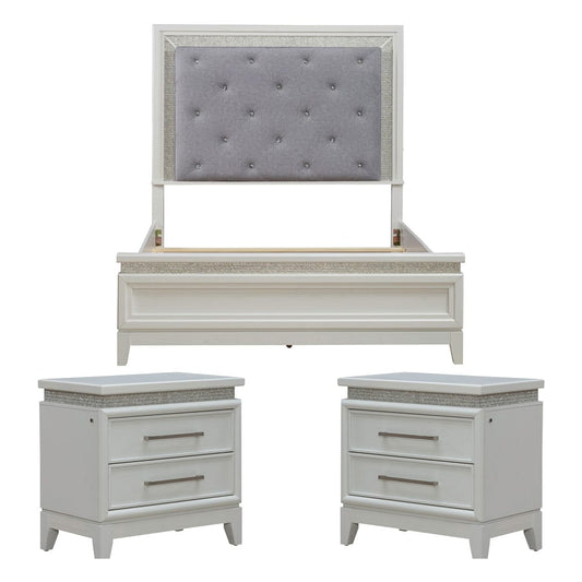 Liberty Furniture - Reflections Queen Uph Bed, 2 Night Stands - 781-BR-QUB2NS view 1