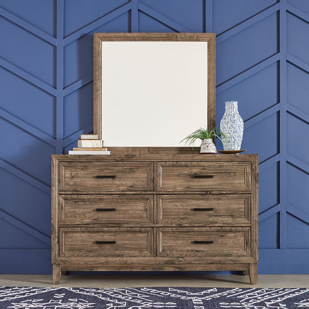 Liberty Furniture - Ridgecrest - King Storage Bed, Dresser & Mirror in Brown - 384-BR-KSBDM view 2