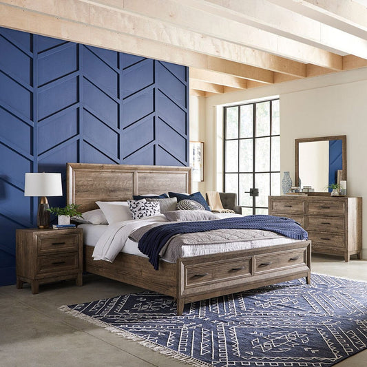 Liberty Furniture - Ridgecrest - King Storage Bed, Dresser & Mirror, Night Stand in Brown - 384-BR-KSBDMN view 1