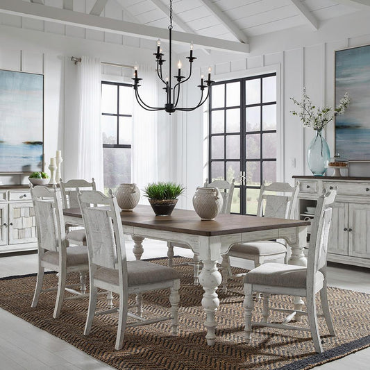 Liberty Furniture - River Place 7 Piece Rectangular Table Set  in Riverstone White & Tobacco - 237-DR-7RLS veiw 1