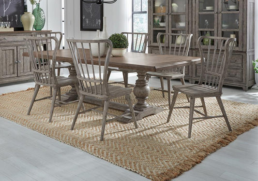 Liberty Furniture - River Place 7 Piece Trestle Table Set  in Riverstone Gray & Tobacco - 237G-DR-7TRS veiw 1
