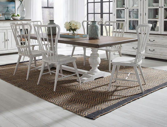 Liberty Furniture - River Place 7 Piece Trestle Table Set  in Riverstone White & Tobacco - 237-DR-7TRS veiw 1