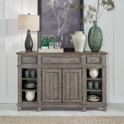 Liberty Furniture - River Place Breakfront Server in Riverstone Gray & Tobacco - 237G-SR6642 veiw 1