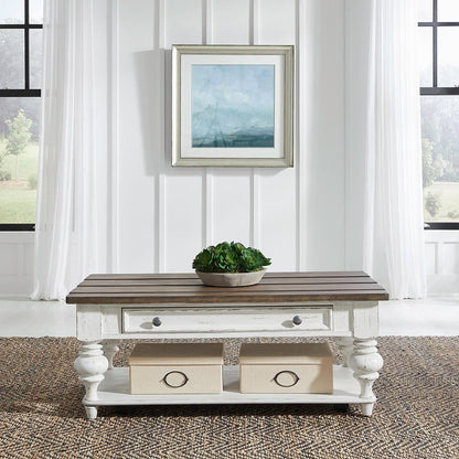 Liberty Furniture - River Place Cocktail Table in Riverstone White & Tobacco - 237-OT1010 veiw 1