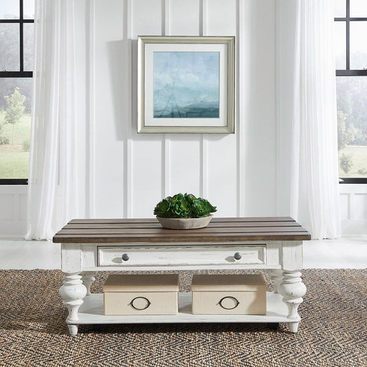 Liberty Furniture - River Place Cocktail Table in Riverstone White & Tobacco - 237-OT1010 veiw 1