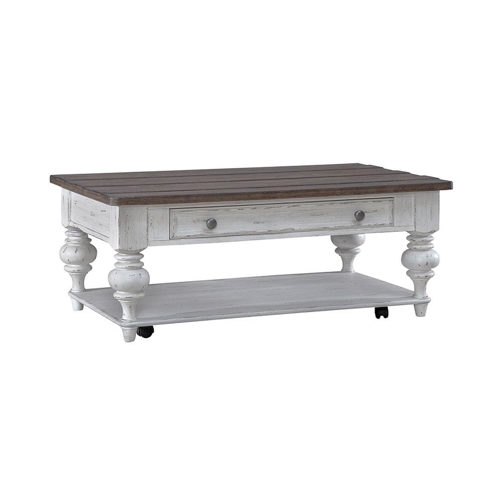 Liberty Furniture - River Place Cocktail Table in Riverstone White & Tobacco - 237-OT1010 veiw 2