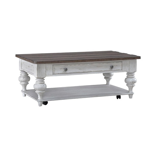 Liberty Furniture - River Place Cocktail Table in Riverstone White & Tobacco - 237-OT1010 veiw 2